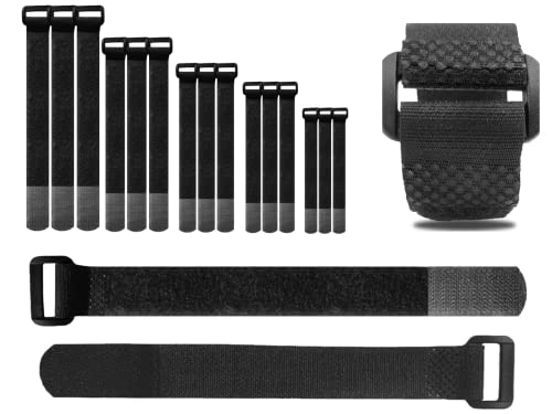35 Stück Klett Kabelbinder mit Schnalle, 5 Größen 12–40 cm, Wiederverschließbar, Wiederverwendbar,1,6–2,5 cm Breit, Klettband für Kabelmanagement und Kabelorganisation