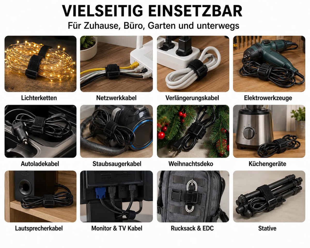 35 Stück Klett Kabelbinder mit Schnalle, 5 Größen 12–40 cm, Wiederverschließbar, Wiederverwendbar,1,6–2,5 cm Breit, Klettband für Kabelmanagement und Kabelorganisation