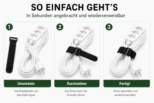 35 Stück Klett Kabelbinder mit Schnalle, 5 Größen 12–40 cm, Wiederverschließbar, Wiederverwendbar,1,6–2,5 cm Breit, Klettband für Kabelmanagement und Kabelorganisation