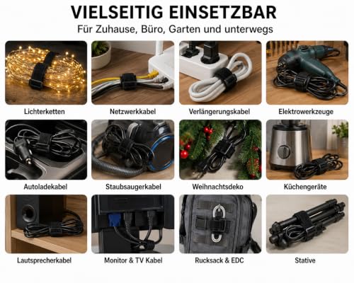 35 Stück Klett Kabelbinder mit Schnalle, 5 Größen 12–40 cm, Wiederverschließbar, Wiederverwendbar,1,6–2,5 cm Breit, Klettband für Kabelmanagement und Kabelorganisation