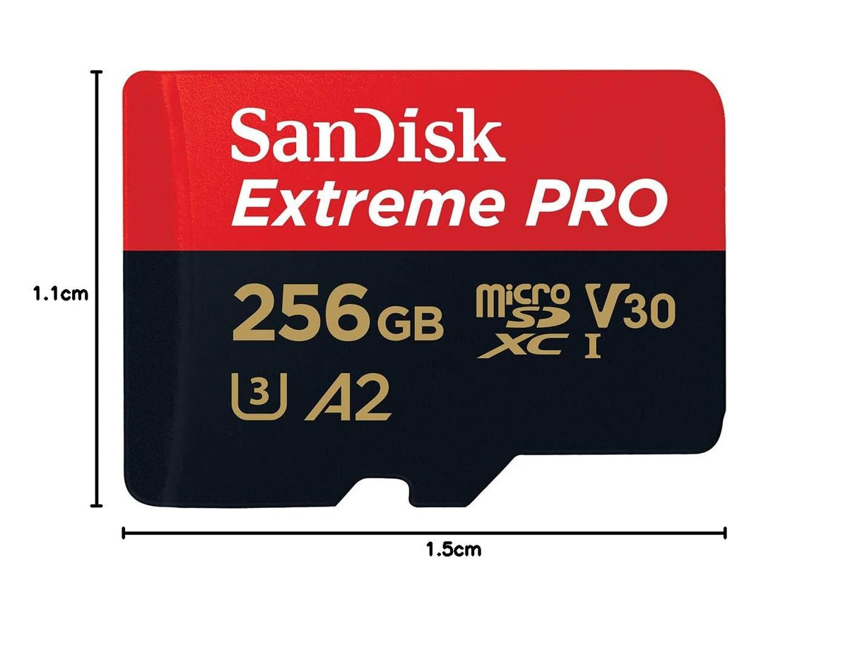 SanDisk Extreme PRO microSDXC UHS-I Speicherkarte 256 GB + Adapter & RescuePRO Deluxe (Für Smartphones, Actionkameras oder Drohnen, A2, Class 10, V30, U3, 200 MB/s Übertragung)