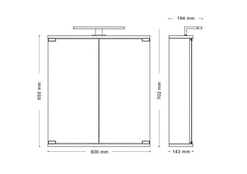Jokey Spiegelschrank Kandi mit LED Beleuchtung 60 cm breit, Badezimmer Spiegelschrank aus MDF, inkl. Steckdose | Weiß
