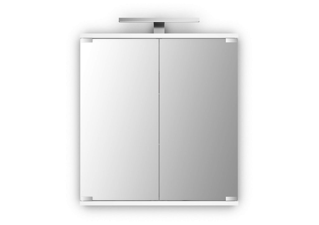 Jokey Spiegelschrank Kandi mit LED Beleuchtung 60 cm breit, Badezimmer Spiegelschrank aus MDF, inkl. Steckdose | Weiß