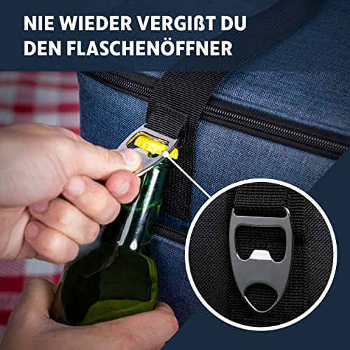 Obics® Kühltasche 20L & 30L (faltbar) 10-12 Stunden kühlen - isolierte Einkaufstasche & Lunchtasche mit Flaschenöffner & Auslaufsicherem PEVA-Material für Arbeit, Büro, Picknick, Einkaufen & Baustelle