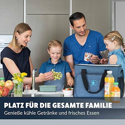 Obics® Kühltasche 20L & 30L (faltbar) 10-12 Stunden kühlen - isolierte Einkaufstasche & Lunchtasche mit Flaschenöffner & Auslaufsicherem PEVA-Material für Arbeit, Büro, Picknick, Einkaufen & Baustelle