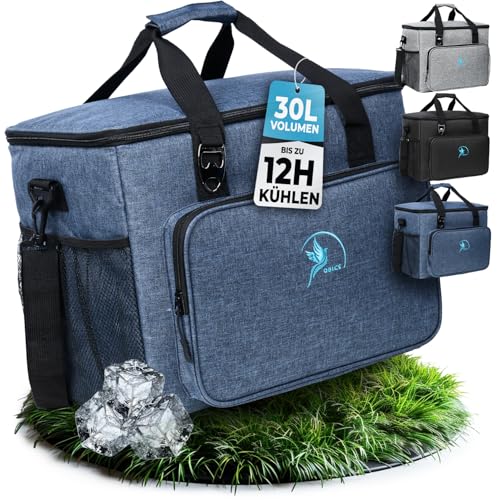 Obics® Kühltasche 20L & 30L (faltbar) 10-12 Stunden kühlen - isolierte Einkaufstasche & Lunchtasche mit Flaschenöffner & Auslaufsicherem PEVA-Material für Arbeit, Büro, Picknick, Einkaufen & Baustelle