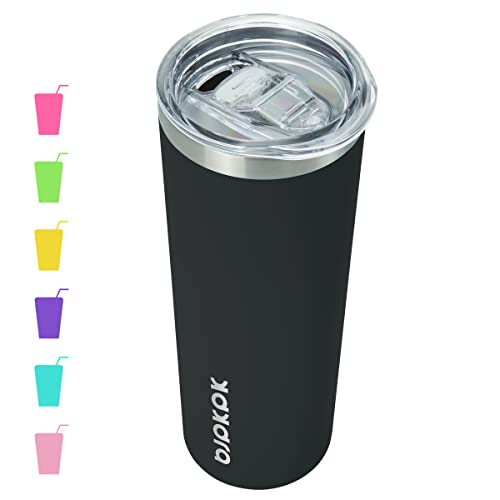 BJPKPK 600 ml Becher mit Deckel und Strohhalm Isolierter Reise Kaffeebecher