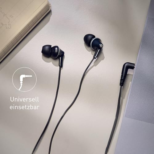 Panasonic RP-HJE125E-K Ergofit In-Ear-Kopfhörer mit kraftvollem Klang, bequemem rutschfestem Sitz und 3 Größen von Ohrstöpseln, schwarz