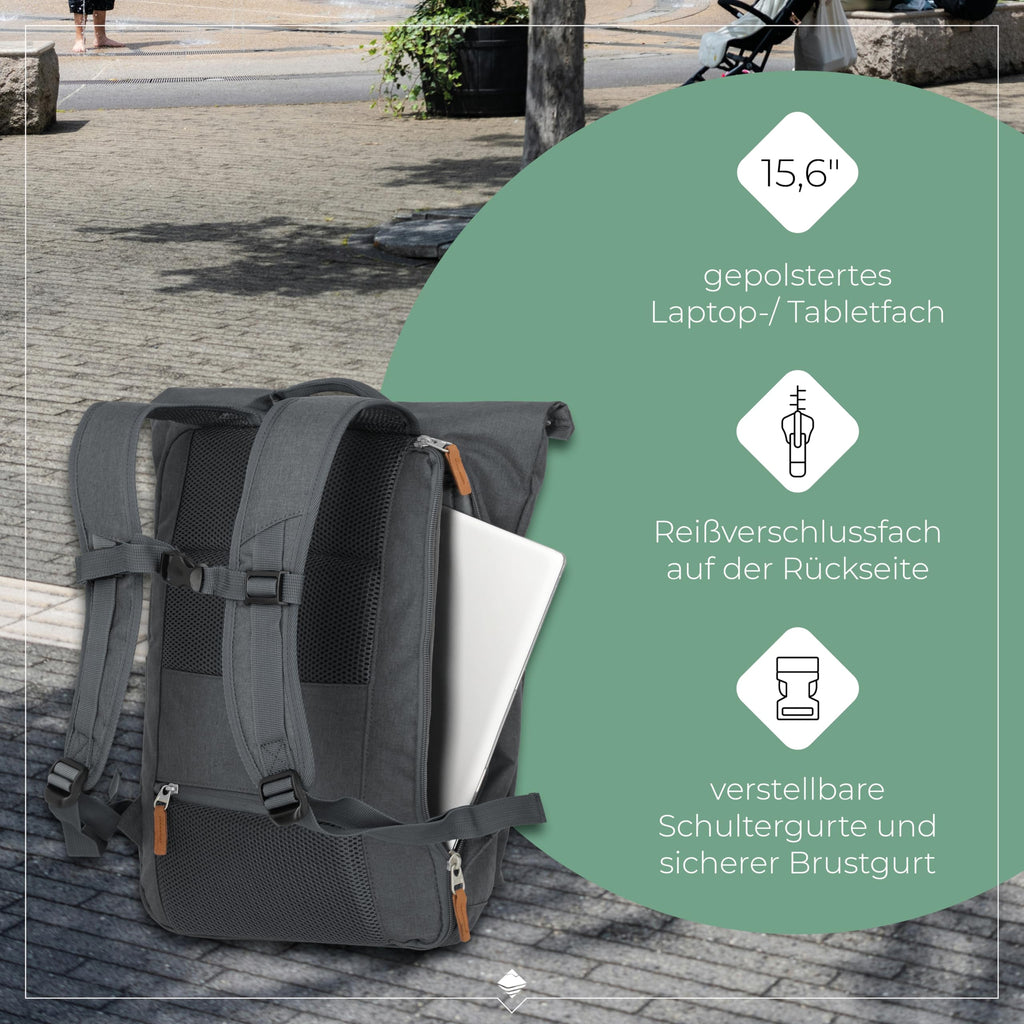 Travelite Rolltop Handgepäck Rucksack BASICS, 60 cm, 35 Liter