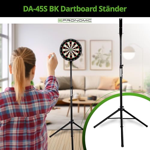Pronomic DA-45S Ständer für Dartscheibe (Dartboard Halterung, Dartständer aus pulverbeschichtetem Stahl, stufenlos höhenverstellbar, Tasche)