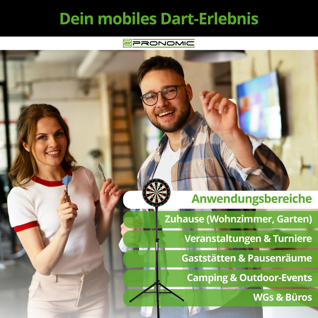 Pronomic DA-45S Ständer für Dartscheibe (Dartboard Halterung, Dartständer aus pulverbeschichtetem Stahl, stufenlos höhenverstellbar, Tasche)