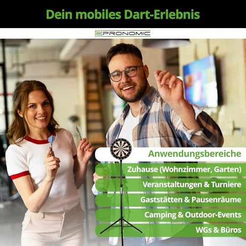 Pronomic DA-45S Ständer für Dartscheibe (Dartboard Halterung, Dartständer aus pulverbeschichtetem Stahl, stufenlos höhenverstellbar, Tasche)
