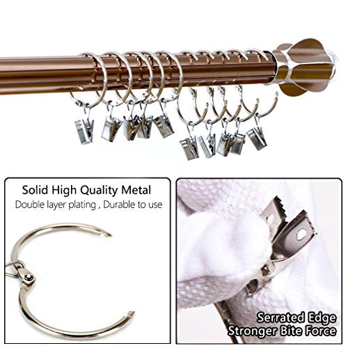 25 Stück Vorhangring mit Clips Haken, Rostfreier Stahl Fenster Gardinen Hängender Ring, Rostfreies Metall, Leicht zu öffnen und Schließen, 38 mm Innendurchmesser (Silber)