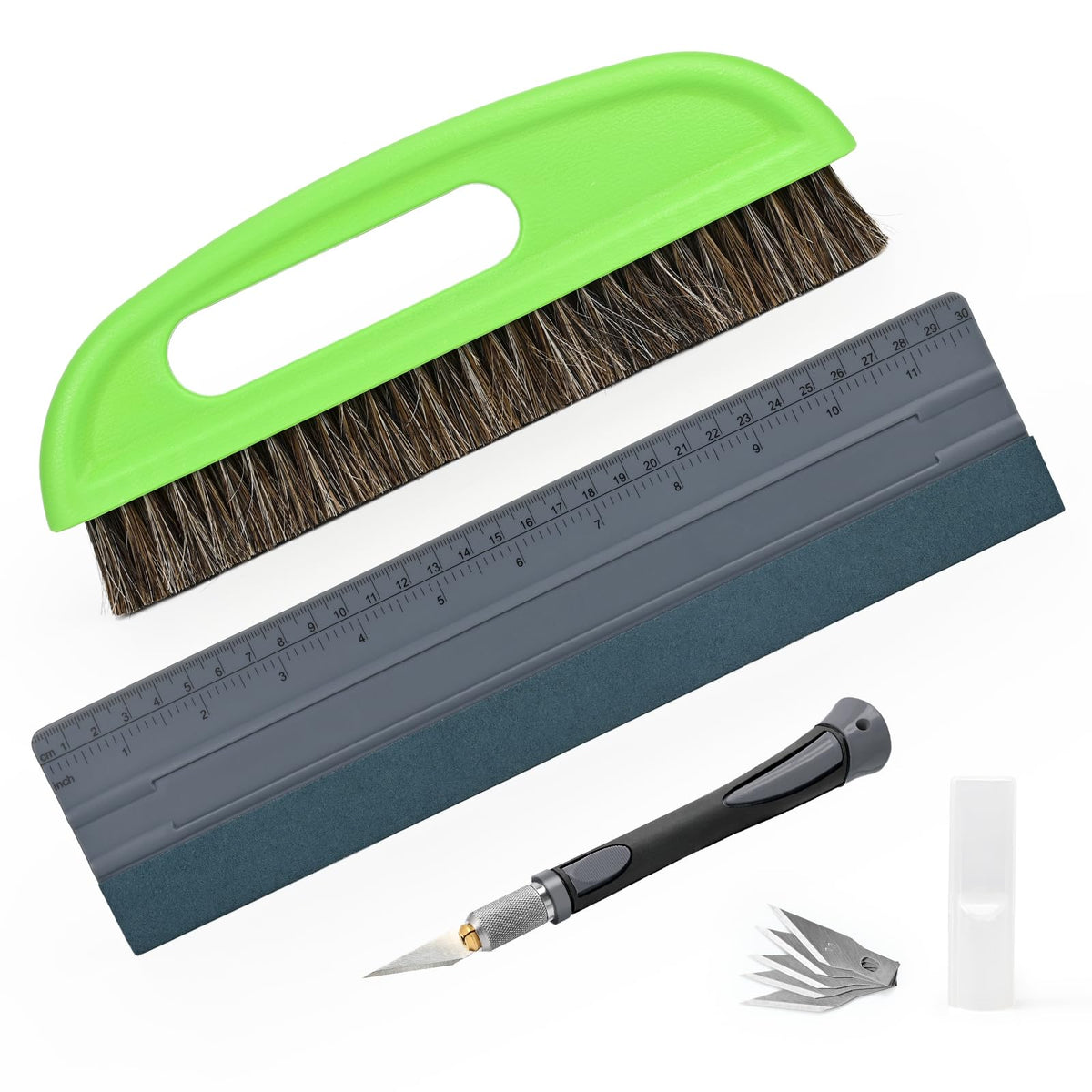 EHDIS 3-teilig Tapezierwerkzeug, inklusive Tapezierbürste, Rakel Tapezieren, Schneidwerkzeug, Tapezierset, Tapetenglättungs Werkzeug, für Klebekontakt, Tapeten, Fensterfolie, Grau