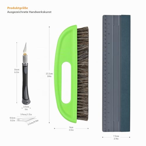 EHDIS 3-teilig Tapezierwerkzeug, inklusive Tapezierbürste, Rakel Tapezieren, Schneidwerkzeug, Tapezierset, Tapetenglättungs Werkzeug, für Klebekontakt, Tapeten, Fensterfolie, Grau