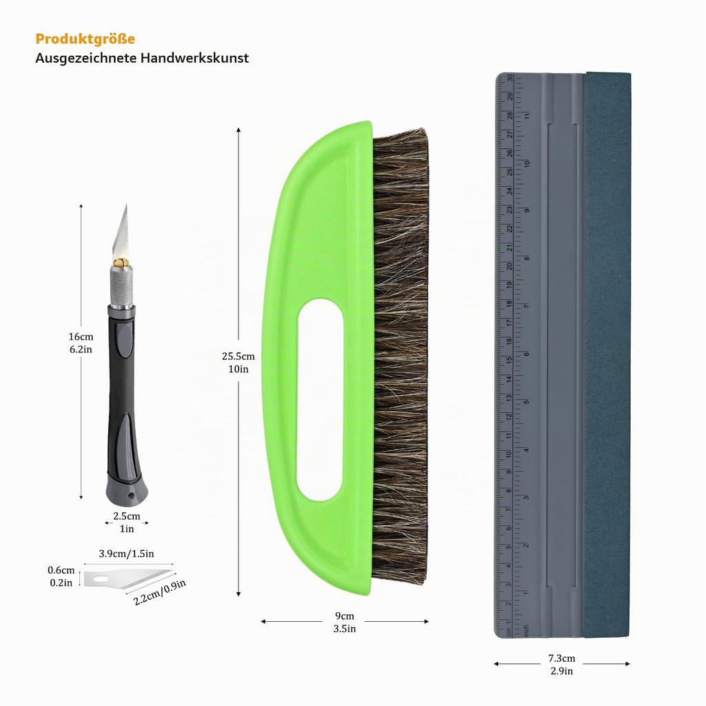 EHDIS 3-teilig Tapezierwerkzeug, inklusive Tapezierbürste, Rakel Tapezieren, Schneidwerkzeug, Tapezierset, Tapetenglättungs Werkzeug, für Klebekontakt, Tapeten, Fensterfolie, Grau
