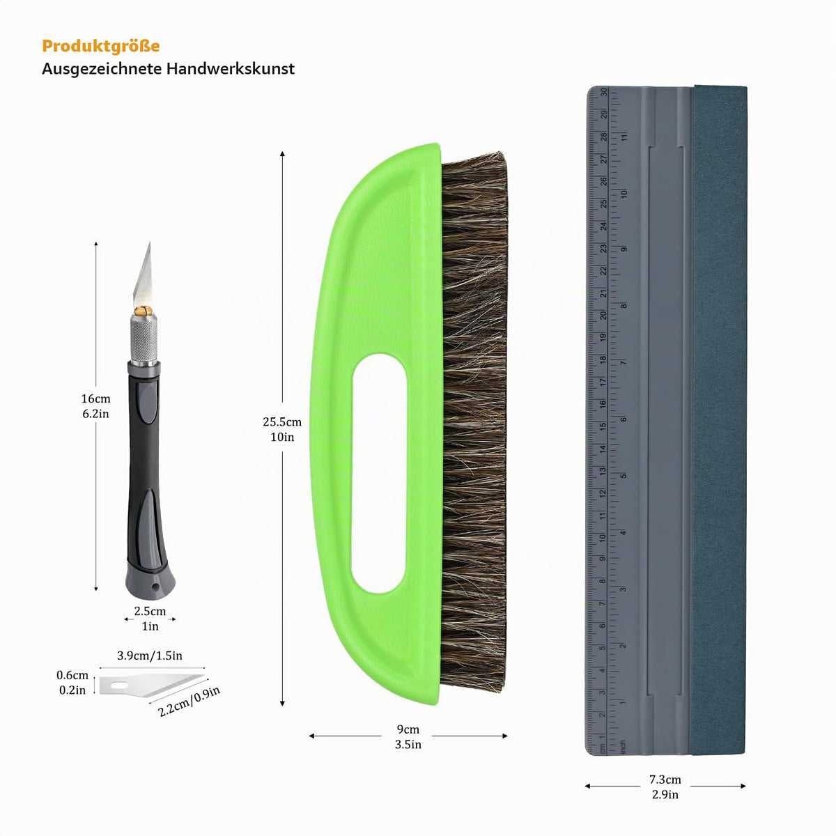 EHDIS 3-teilig Tapezierwerkzeug, inklusive Tapezierbürste, Rakel Tapezieren, Schneidwerkzeug, Tapezierset, Tapetenglättungs Werkzeug, für Klebekontakt, Tapeten, Fensterfolie, Grau