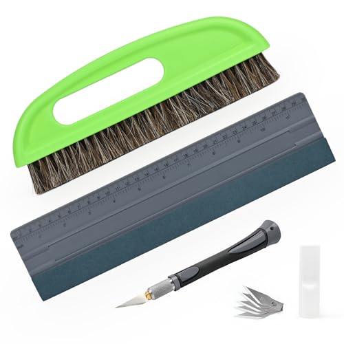 EHDIS 3-teilig Tapezierwerkzeug, inklusive Tapezierbürste, Rakel Tapezieren, Schneidwerkzeug, Tapezierset, Tapetenglättungs Werkzeug, für Klebekontakt, Tapeten, Fensterfolie, Grau