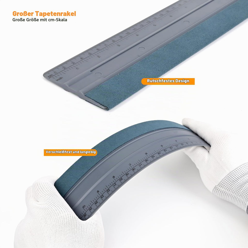 EHDIS 3-teilig Tapezierwerkzeug, inklusive Tapezierbürste, Rakel Tapezieren, Schneidwerkzeug, Tapezierset, Tapetenglättungs Werkzeug, für Klebekontakt, Tapeten, Fensterfolie, Grau