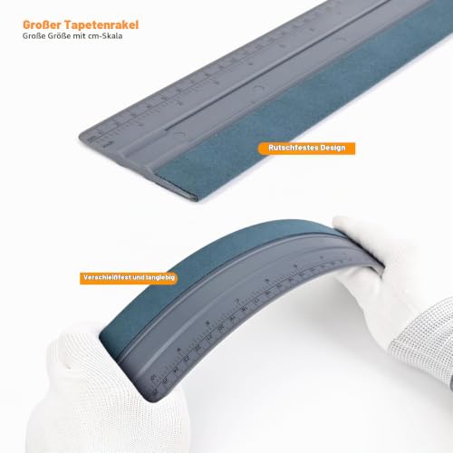 EHDIS 3-teilig Tapezierwerkzeug, inklusive Tapezierbürste, Rakel Tapezieren, Schneidwerkzeug, Tapezierset, Tapetenglättungs Werkzeug, für Klebekontakt, Tapeten, Fensterfolie, Grau