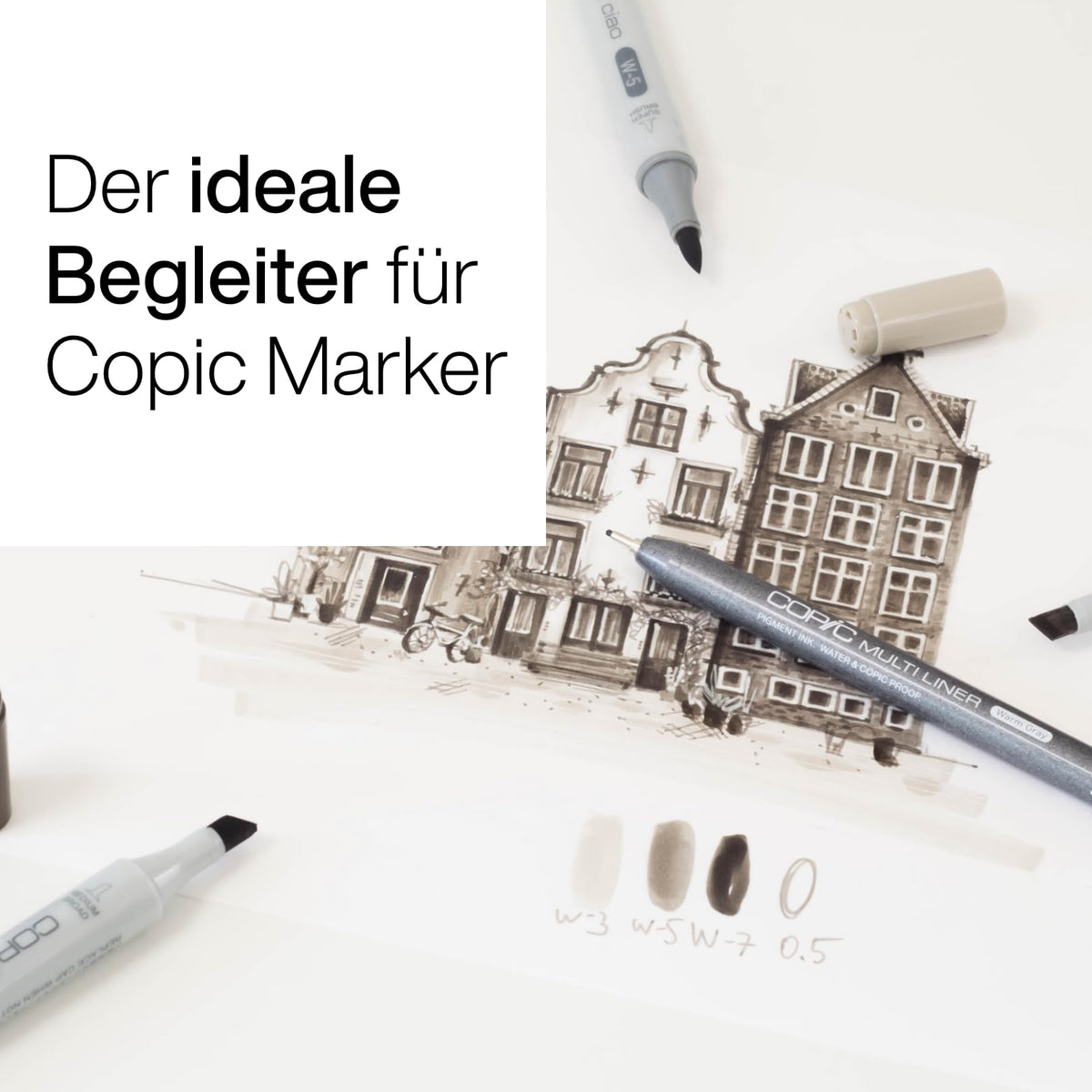 Copic Multiliner 0,05 mm, Warm Gray, Fineliner mit einer feinen Spitze und wasserbeständiger Pigmenttinte