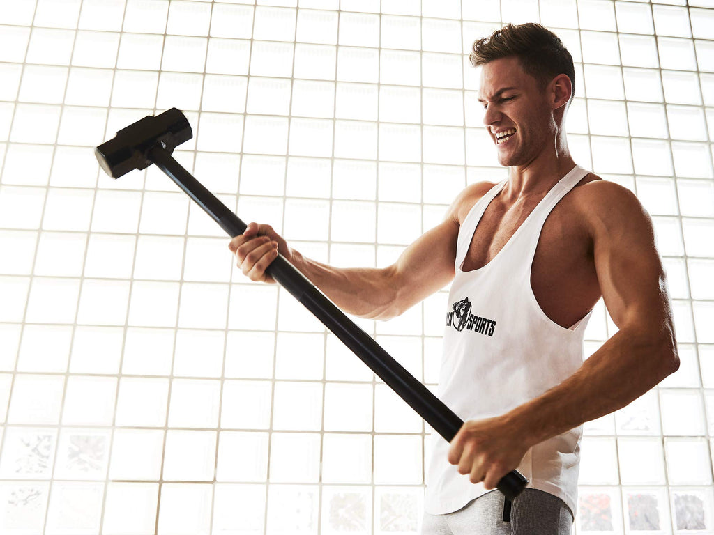 GORILLA SPORTS® Gym-Hammer - 6/8/10/12/15/20/20/30 kg Gewichte, Hohl Griff, Stahl - Gewichtshammer, Fitnesshammer, Trainingshammer, Krafttraining, Fitness-Hammer
