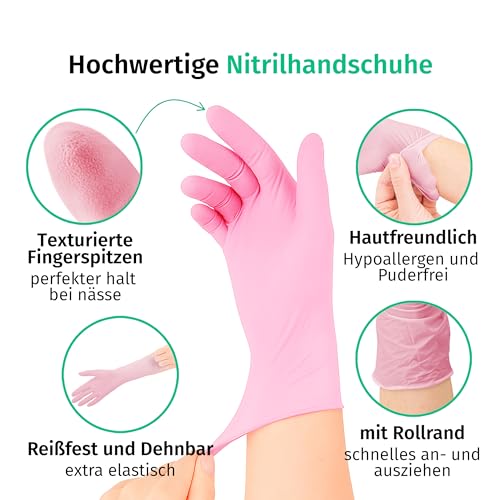 SF Nitrilhandschuhe XS Rosa – 100 Stück Einweghandschuhe, latexfrei