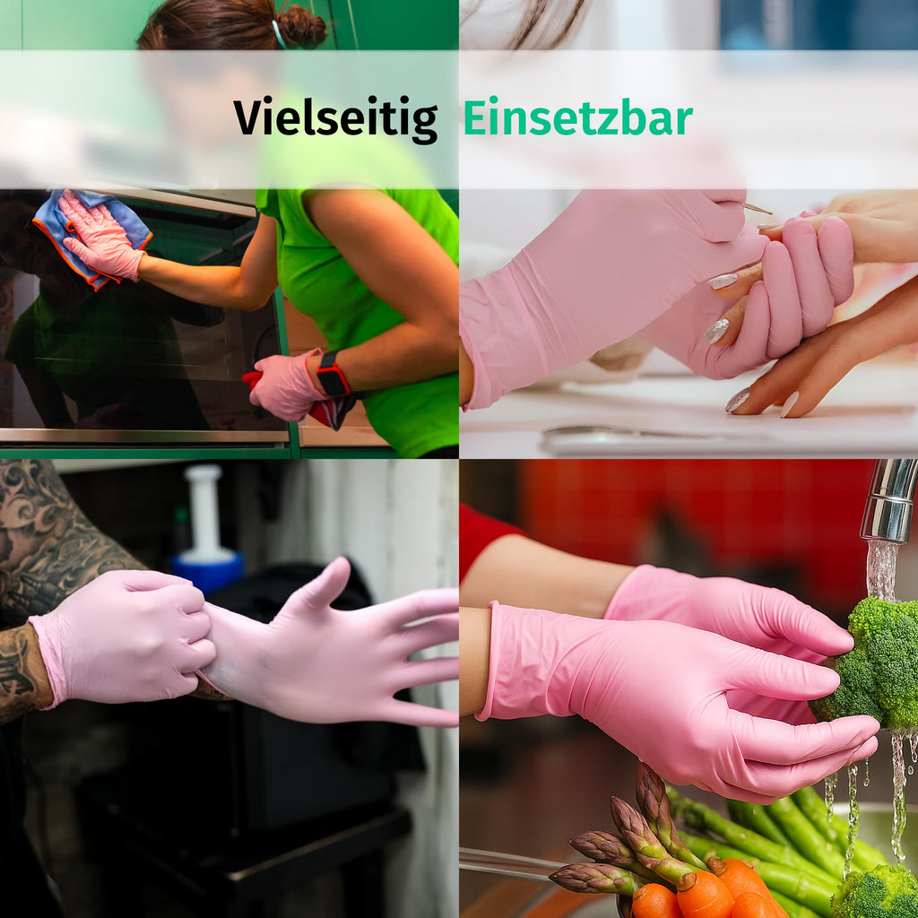 SF Nitrilhandschuhe XS Rosa – 100 Stück Einweghandschuhe, latexfrei