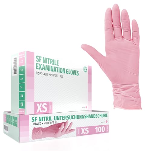 SF Nitrilhandschuhe XS Rosa – 100 Stück Einweghandschuhe, latexfrei