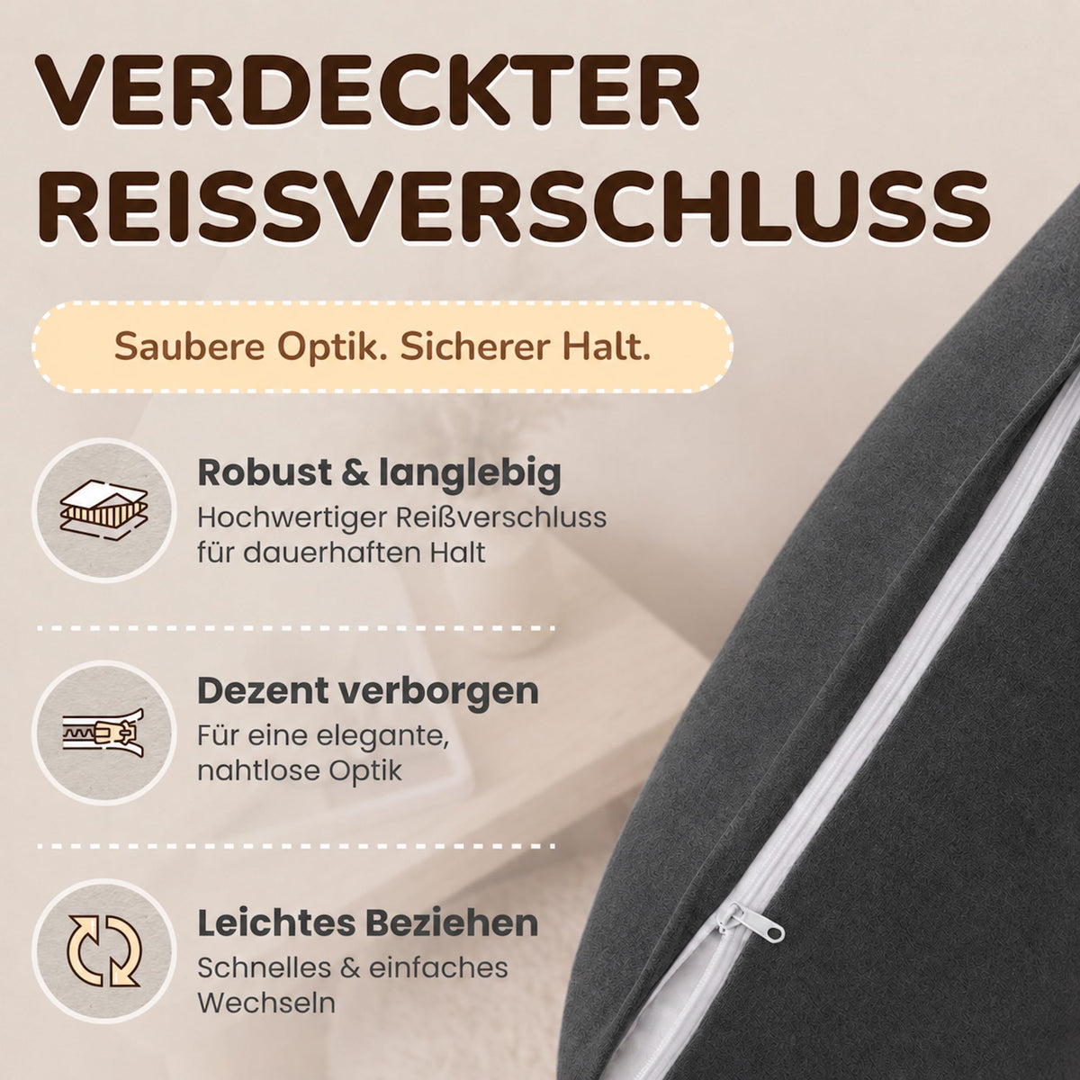 leevitex Kissenbezug 40 x 80 cm - 2er Set - 100% Baumwolle Jersey - Anthrazit | Öko-Tex Zertifiziert · mit verdecktem Reißverschluss · Kopfkissenbezug & Kissenhülle · 170 g/m² · Weich · Waschbar