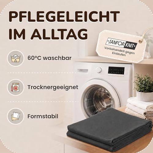 leevitex Kissenbezug 40 x 80 cm - 2er Set - 100% Baumwolle Jersey - Anthrazit | Öko-Tex Zertifiziert · mit verdecktem Reißverschluss · Kopfkissenbezug & Kissenhülle · 170 g/m² · Weich · Waschbar