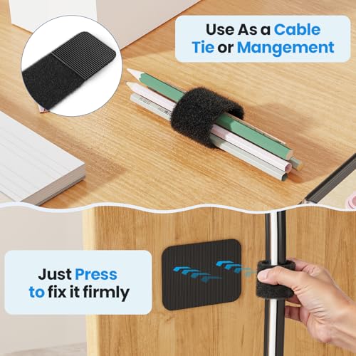 Kabelmanagement unter dem Schreibtisch, 【Haltert 15 Kabel】【Ultra-Haftung】 Kabelhalter Selbstklebend, verstellbarer langer Kabelbinder, Wiederverwendbarer Kabelclip-Versteck, 20 Paar