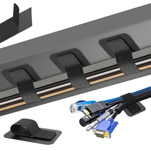 Kabelmanagement unter dem Schreibtisch, 【Haltert 15 Kabel】【Ultra-Haftung】 Kabelhalter Selbstklebend, verstellbarer langer Kabelbinder, Wiederverwendbarer Kabelclip-Versteck, 20 Paar