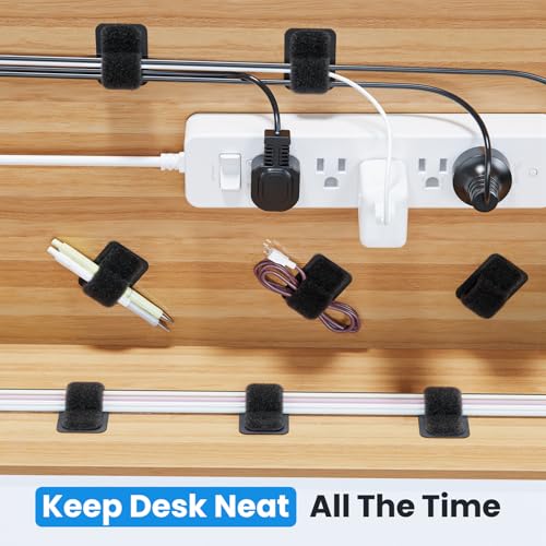 Kabelmanagement unter dem Schreibtisch, 【Haltert 15 Kabel】【Ultra-Haftung】 Kabelhalter Selbstklebend, verstellbarer langer Kabelbinder, Wiederverwendbarer Kabelclip-Versteck, 20 Paar