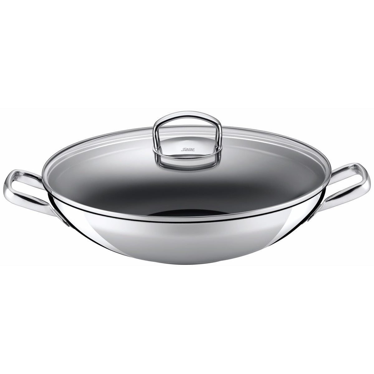 Silit Hongkong Wokpfanne Induktion 36 cm, mit Glasdeckel, CeraProtect keramische Antihaftversiegelung, Edelstahl Wok beschichtet, für alle Herdarten geeignet