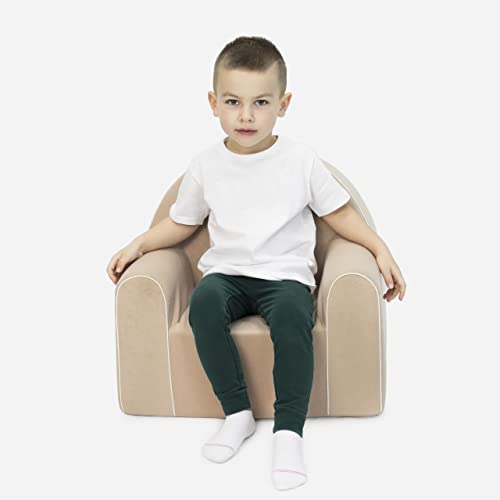 Badum - Kindersessel ab 2 Jahre - Kinder Sessel - Stabil, Bequem, aus Schaumstoff - mit Abnehmbarem Bezug, Waschbar - Geschenkidee, Geschenk zum Geburtstag für Mädchen, Junge - Hellpink