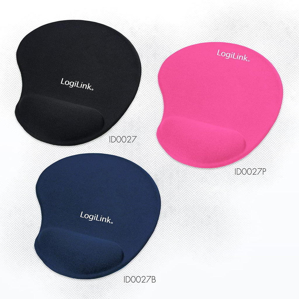 LogiLink ID-0027 Mauspad mit Silikon Gel Handauflage, schwarz
