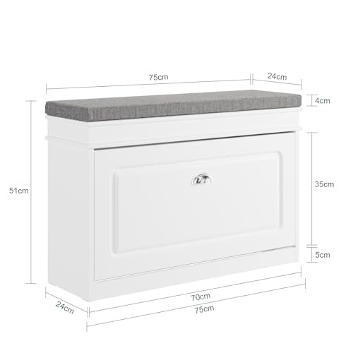 SoBuy Schuhbank mit Sitzfläche und Klappe 75x51x24cm für Flur