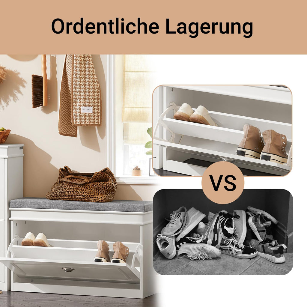 SoBuy Schuhbank mit Sitzfläche und Klappe 75x51x24cm für Flur