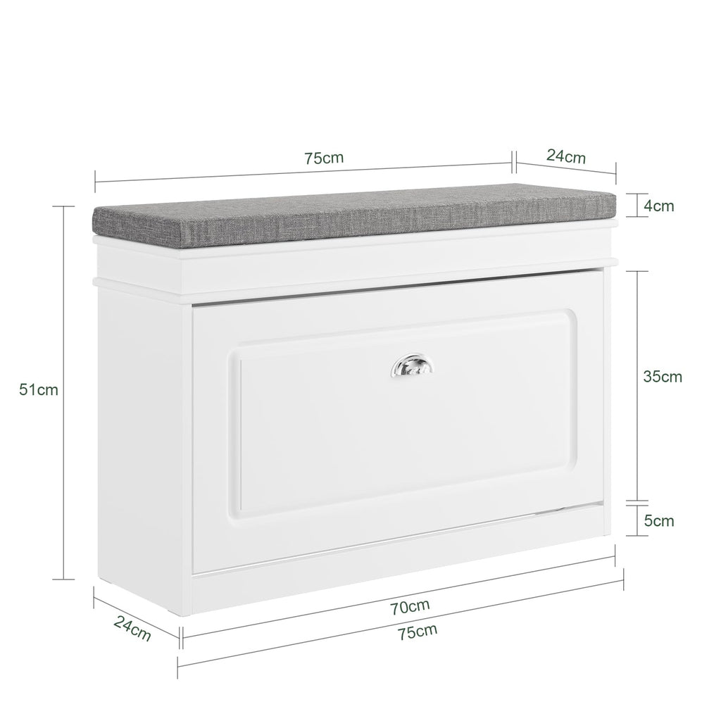 SoBuy Schuhbank mit Sitzfläche und Klappe 75x51x24cm für Flur