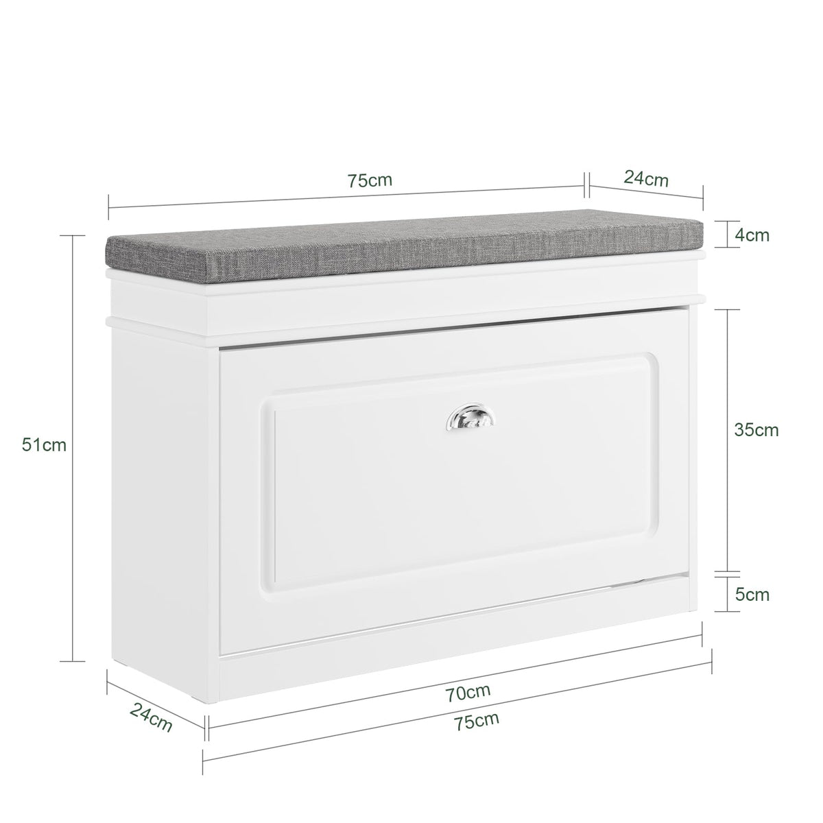 SoBuy Schuhbank mit Sitzfläche und Klappe 75x51x24cm für Flur