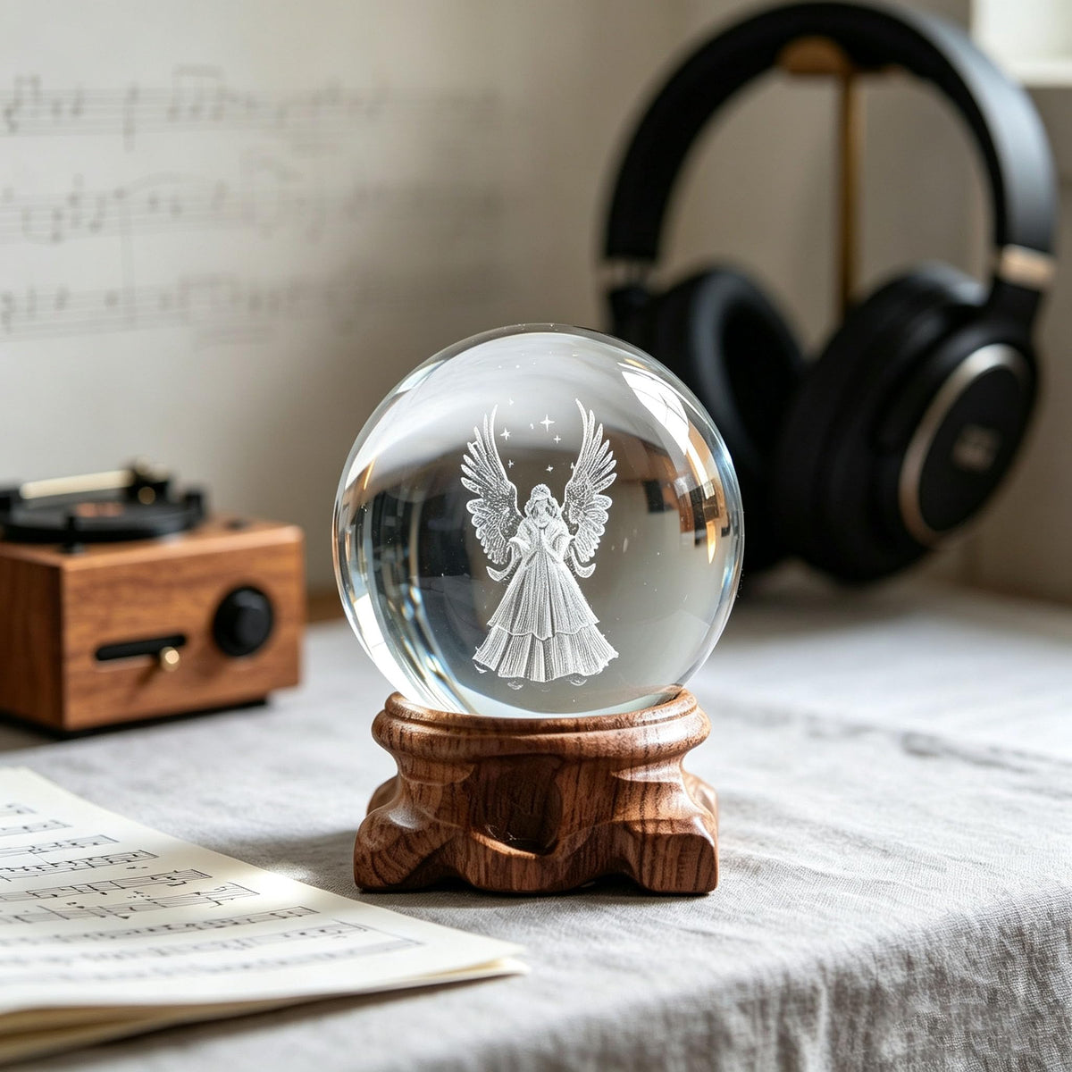 60mm 3D Engel Kristallkugel Schutzangel Figur Kristall Briefbeschwerer