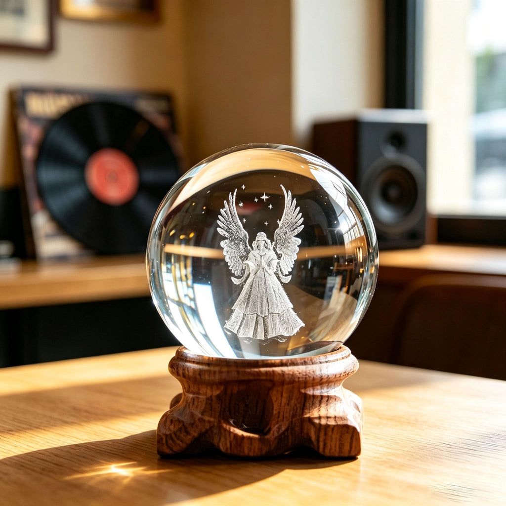 60mm 3D Engel Kristallkugel Schutzangel Figur Kristall Briefbeschwerer