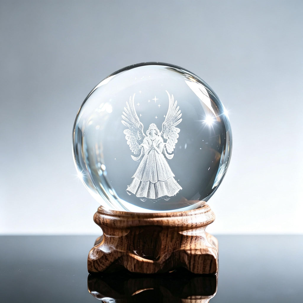 60mm 3D Engel Kristallkugel Schutzangel Figur Kristall Briefbeschwerer