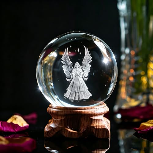 60mm 3D Engel Kristallkugel Schutzangel Figur Kristall Briefbeschwerer
