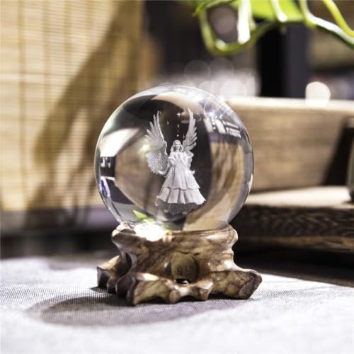 60mm 3D Engel Kristallkugel Schutzangel Figur Kristall Briefbeschwerer