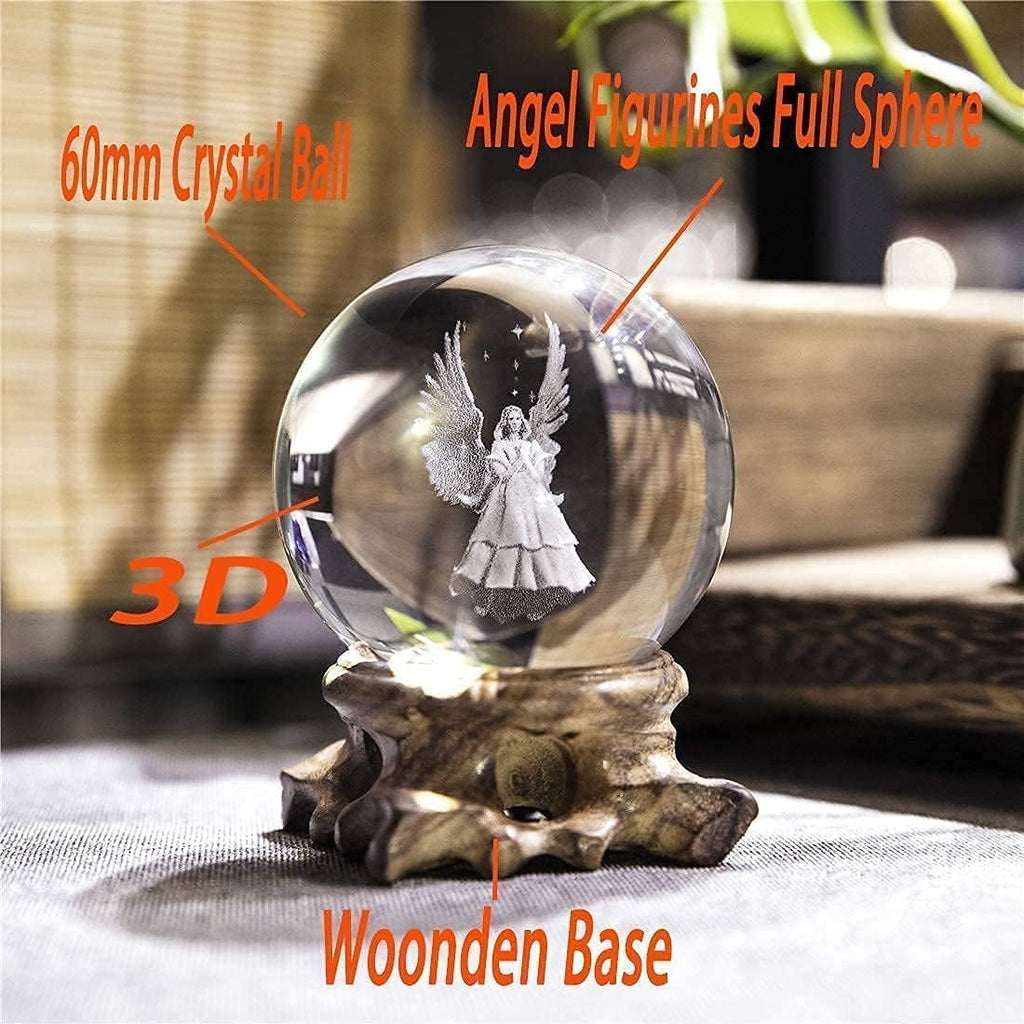 60mm 3D Engel Kristallkugel Schutzangel Figur Kristall Briefbeschwerer