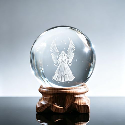 60mm 3D Engel Kristallkugel Schutzangel Figur Kristall Briefbeschwerer