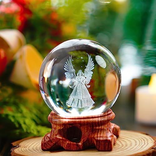 60mm 3D Engel Kristallkugel Schutzangel Figur Kristall Briefbeschwerer