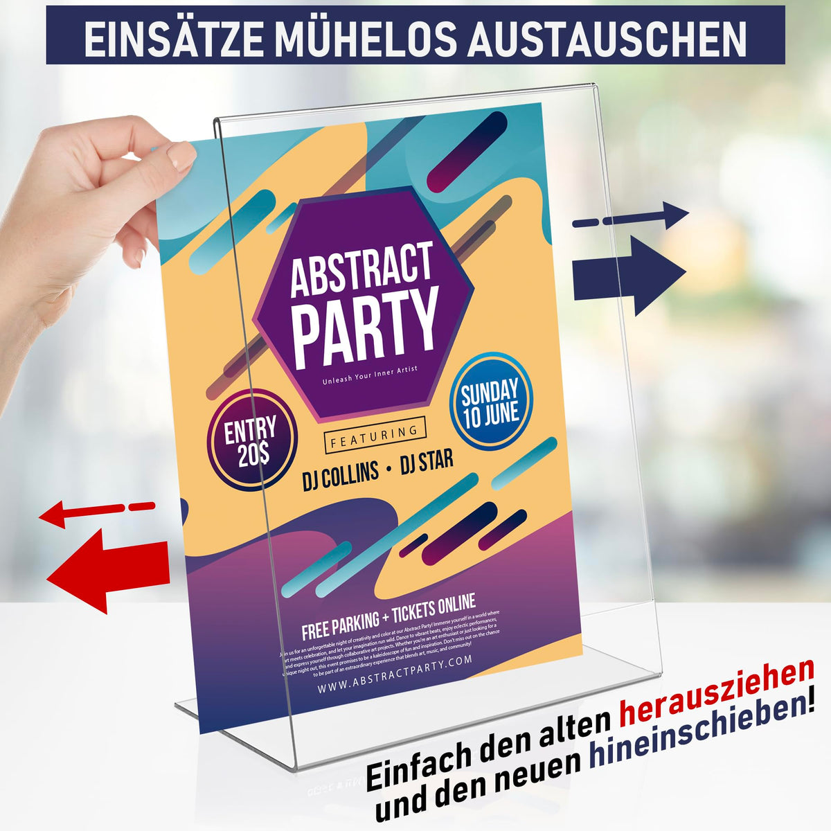 Dasher Products Schilderhalter mit abgeschrägter Rückwand, A4 Premium Portrait Werbetafel, Tisch Aufsteller, Rahmen im Staffelei-Stil, Plastik Broschürenhalter für Haus, Büro, Geschäft, Laden